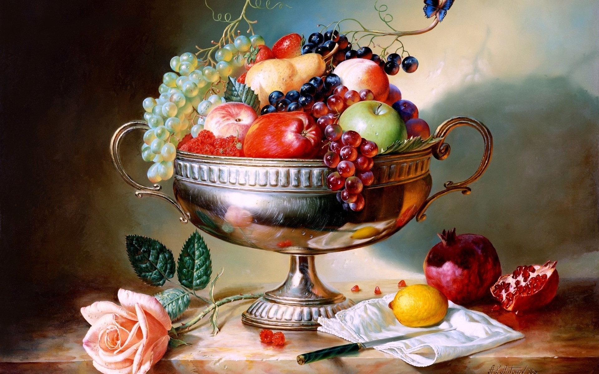painting of fruit bowl